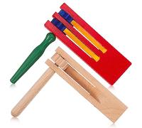 YARNOW 2 pièces Cliquets Bois Instruments de Percussion à Main Éducatifs Rotatives Colorées et Naturelles pour Apprentissage Musical et Animation