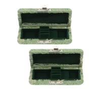 YARNOW 2 Pièces Étui à Anches de Hautbois Vert en Bois Massif Couverture en Soie, Fermeture à Clapet, Compatible, Réduit L'usure des Anches, Transport en Voyage