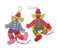 YARNOW 2 pièces Marionnettes Bois à Cordes Clown Interactif Garçon Fille Marionnettes Main pour Jeu et Spectacle