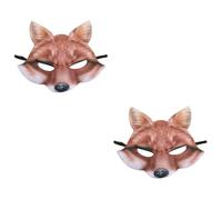 YARNOW 2 Pièces Masque Renard Demi Visage Eva Jaune Masque Carnaval pour Fête Costumée Halloween et Cosplay