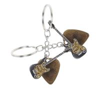 YARNOW 2 pièces Porte-clés Guitare Métal Punk Rock avec Médiator Compact pour Amateurs de Musique Hommes et Femmes