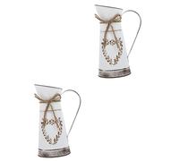 YARNOW 2 Pièces Pot De Fleur en Métal Bouilloire Vase à Fleurs De Ferme Carafe à Eau en Métal Minable Vase De Ferme Vintage Centres De Table De Mariage Étain Blanche Le Fer Lait Intérieur