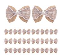 YARNOW 20 nœuds en Toile de Jute avec Dentelle, nœuds rustiques préfabriqués pour couronnes de Jute