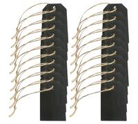 YARNOW 20 Pièces D'étiquettes Ardoise Noires en Bois Corde, Petites Étiquettes Suspendues Vintage, Écriture Facile pour Bijoux et Accessoires Faits Main