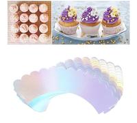 YARNOW 24 Caissettes à Cupcakes Arc-en-ciel Irisés en Papier, 24 Pièces, Design Adorable et Matériau Papier, pour Décorations de Gâteaux Lors D'événements Bureau ou Mariages