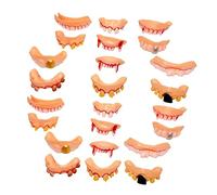 YARNOW 24 pièces Fausses Dents Halloween Dentier Zombie Effet Réaliste pour Fête Déguisée Styles Amusants et Effrayants Accessoires Cosplay