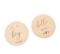 YARNOW 2pcs Cartes de Célébration de Croissance Bébé en Bois Créatives, Cartes Étapes Mensuelles, Souvenirs Solide pour Album Photo et Réseaux Sociaux