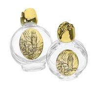 YARNOW 2pièces Bouteille Eau Bénite Verre Gravé Contenant Réutilisable Décoratif avec Motif Rose Petit Flacon Portable pour Eau Sainte Cadeau Religieux