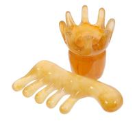 YARNOW 2pièces Brosse Massage Chevelu Gua Sha Peigne de Massage pour Scalp Résine de Cire Abeille Design Élégant et Pratique pour Stimulation Capillaire du Crâne