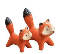 YARNOW 2pièces Décoration Céramique Moderne Adornement Géométrique Créatif Forme De Renard Rouge pour Bureau Chambre Salon Et Jardin