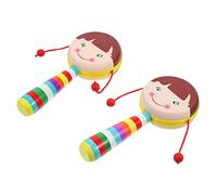 YARNOW 2pièces Hochets pour Garçon Fille à Motifs de Dessins Animés Jouets Musicaux Bois Légers et Doux pour Peau