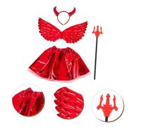 YARNOW 3 ensembles Set de Déguisement Diable Halloween pour Garçon Fille Cosplay avec de Démon et Baguette Cœur Accessoires Cosplay Costume Diable Ensemble Rouge pour Fête et Soirée
