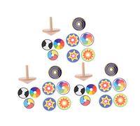 YARNOW 3 Ensembles Toupies Bois Colorées Manuels pour Garçon Fille Gyroscopes Amusants pour Jeu Plein Air Améliore Coordination et Cognition