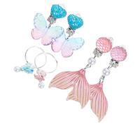 YARNOW 3 paires Clip Earrings For Set Of Cute Non Pierced Ear Clips Butterfly Mermaid Tail Design Comfortable And Easy To Wear