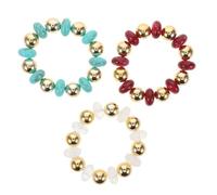 YARNOW 3 Pièces Bracelets Empilables pour Femmes Bracelets Élastiques Acrylique à Deux Tons Géométrique Irrégulier Bijoux Légers pour Plage Superposables et Extensibles