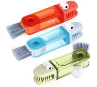 YARNOW 3 pièces Brosse de Nettoyage Portable pour Couvercle de Bouteille Brosse à Double Embout pour Tasses et Gobelets Nettoyage des Fentes Lot de Vert Bleu Rouge