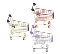YARNOW 3 Pièces Ornements de Stockage de Bureau Chariot de Courses pour Enfants de Stockage Jouets de modèle de Chariot de Caddie Accessoires pour Mini Maison de poupée Métal