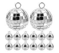 YARNOW 30 Pièces Pendentif Boule Disco Soi-même, Décoration Mini Rétro | Argenté, Alliage de Zinc et Plastique, pour Création de Bijoux et Porte-clés, Style Charmant