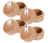 YARNOW 4 Pièces Boîte à Dents de Lait en Bois Naturel, Coffrets Compacts Compartiments Dédiés, Rangement Sécurisé pour Souvenirs D’enfance, Présent Baptême et Anniversaire Bébé