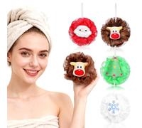 YARNOW 4 Pièces Boule de Bain Père Noël Style Noël Créatif pour Bain | Mousse Riche, Nettoyage en Profondeur, Massage Cutané, Wadding et Pe, pour Fêtes et Vacances