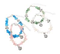YARNOW 4 Pièces Bracelets Ajustables Pierres Naturelles Style Bohème avec Tortue Étoile de Mer et Coquillages Bijoux de Plage Étirables pour Femmes et Adolescentes Accessoires Amicaux