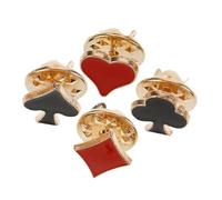 YARNOW 4 pièces Broche Carte Jouer Mini Épingles Poker Décoratives Motifs Pique Coeur Trèfle Carreau As pour Col et Sac