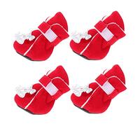 YARNOW 4 Pièces Chaussures en Coton pour Animaux De Compagnie Bottes pour Chiens Chaussures pour Animaux De Compagnie en Plein Air Chaussures De Plein Air Animal De Compagnie Rouge