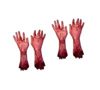 YARNOW 4 Pièces Décoration Halloween Cassées Hyperréalistes avec Sang Fausse Main Tranchée Accessoires Effrayants pour Fêtes et Farces Adultes
