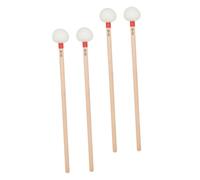 YARNOW 4 pièces Lot de Maillets de Timbales à Tête Feutre Blanche Manches Bois Maillets pour Timbales Grosse Caisse et Batterie Compatibles Débutants et Orchestres