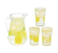 YARNOW 4 Pièces Miniature Lemonade Pitcher and Glasses Set Mini Boisson Modèle Citron Réaliste pour Décor Maison de Poupée Accessoires Simulés pour Jeu Imaginatif et Décoration