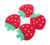 YARNOW 4 Pièces Pinceau Éponge Fraise Éponges De Lavage De Cuisine Boule De Aux Fruits Sponge De Bain Pour Enfants Luffa De Bain Nettoyer Des Éponges Torchons à Fruits Éponge Rouge