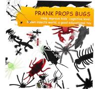 YARNOW 44 pièces Insectes Plastique Réalistes pour Halloween Jouets Farceurs Variés avec et Chauves Souris Décoration de Fête Effrayante pour Garçon Fille et Adultes