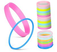 YARNOW 48 pièces Bracelets Lumineux Silicone Bandeaux Fluorescents Large et Rond Mix Couleurs Confortables et Résistants pour Fêtes et Courses Nocturnes