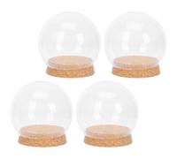 YARNOW 4pcs Dômes en Verre Transparent Bouchon en Liège pour Présentation de Fleurs Éternelles, Décoration Créative et Centre de Table pour Toutes Occasions