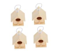 YARNOW 4pièces Nichoirs Bois Non pour Oiseaux Kits De Mini Maisons à Suspendre pour Bricolage Extérieur Décoration De Jardin Observation des Oiseaux