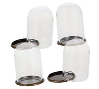 YARNOW 4pièces Vitrine Verre Transparente Cloche Miniature Verre avec Base Métallique Présentoir pour Décoration De Maison De Poupée