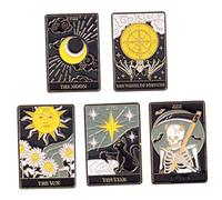 YARNOW 5 pièces Broche Émail Tarot Créative pour Chapeaux Écharpes Vêtements Broches Costume Alliage Accessoires Mode