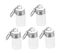 YARNOW 5 Pièces Mini Bouteilles avec Porte Clé Bouteilles Diy pour Messages et Décorations Transparentes pour Projets Créatifs