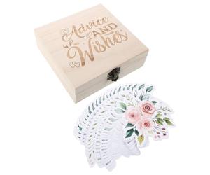 YARNOW 50 Pièces Cartes de Prédictions et Conseils pour Shower avec Boîte en Bois Élégante, Jeu Interactif Facile à Utiliser pour Fête Prénatale et Nouveaux Parents
