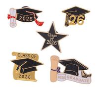 YARNOW 5pièces Épinglette de Fin Études Broche Émaillée Souvenir pour Diplômés Décorations de Salle de Classe Accessoires de Remise de Diplôme Cadeaux pour Professeurs Broches pour Cérémo