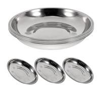 YARNOW 6 Pièces Assiettes Plates Rondes, 18 x 3 cm, Plateau Bbq en 201 Acier Inoxydable, pour Barbecue et Service À Domicile