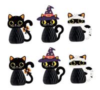 YARNOW 6 Pièces Décoration de Table Fête Halloween Chat Noir en Papier