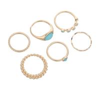 YARNOW 6pièces Bagues Vintage Turquoise pour Femmes Ensemble de Bagues Empilables Bleue Authentique Bijoux Cocktail Style Antique