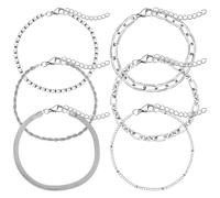 YARNOW 6pièces Lot De Bracelets Joncs Superposés Pour Femmes Bracelets à Maillons Fins Métal Bijoux Minimalistes Pour Poignet