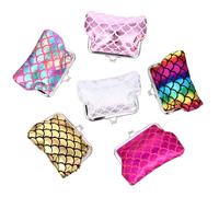 YARNOW 6pièces Pochettes Bronzantes pour Lèvres Porte-clés Élégants Pochettes de Rangement Sacs à Main Légers et Imperméables avec Motif Écailles de Poisson