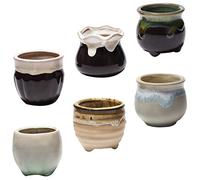 YARNOW 6pièces Pots De Fleurs Céramique pour Succulentes Et Cactus Petits Contenants Décoratifs pour Bureau Et Maison