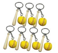 YARNOW 7 Pièces Décoration de Porte-clés Faire la fête Baseball poignée Anneau Chauves-Souris pour avec Porte-clés sur Le thème du Sport Porte-clés Mignon Porte-clés Sportifs Métal Jaune