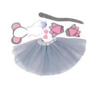 YARNOW 7pièces Costume De Souris Grise Oreilles Nez Queue Tutu Bandeau Pour Anniversaire Halloween Fête Cosplay Déguisement Garçon Fille
