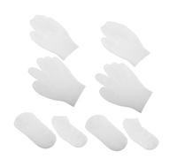 YARNOW 8 Pièces Chaussettes Spa Hydratantes Silicone Gants et Bas Élastiques Réutilisables pour Soins des Secs et Crevassés Masque Hydratant pour Peau Douce et Récupération