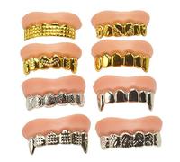 YARNOW 8 Pièces Fausse Dentier Halloween Dents de Zombie pour Costume Cosplay Accessoire Amovible Haut Bas pour Fête et Soirée Effrayante